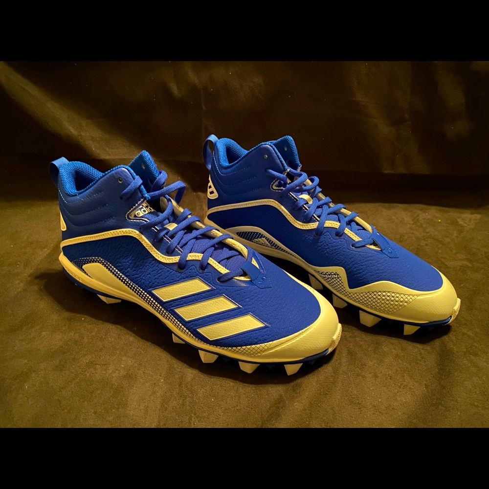Adidas Mens Ironskin Icon 6 Mid MD Royal Blue Baseball Cleats Shoes